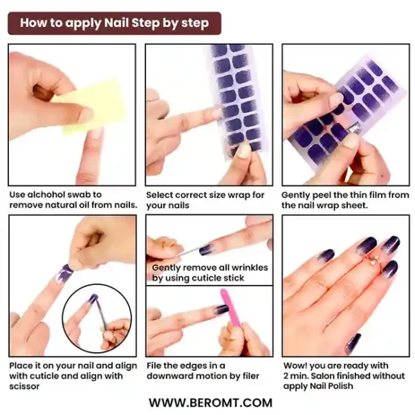 UV-Free Nail Wraps - Pink, Red, Blue Nail Paint - Image 4